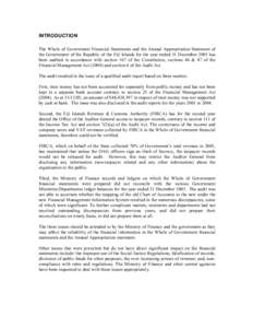 INTRODUCTION The Whole of Government Financial Statements and the Annual Appropriation Statement of the Government of the Republic of the Fiji Islands for the year ended 31 December 2005 has been audited in accordance wi