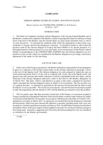 7 February[removed]COMPLAINTS GERMAN IMPORT DUTIES ON STARCH AND POTATO FLOUR Report noted by the CONTRACTING PARTIES on 16 February