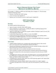 Aquatic Nuisance Species Task Force: Minutes of the 2006 Fall Meeting