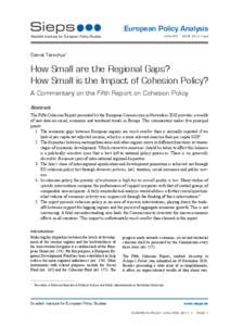 European Policy Analysis January ∙ issue 2011:1epa Daniel Tarschys*  How Small are the Regional Gaps?