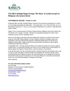 Rogers / Shelagh / Radio / Broadcasting / Entertainment / Shelagh Rogers / Canadian Broadcasting Corporation / The Next Chapter