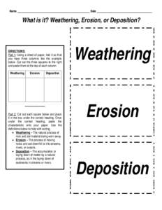 Name __________________________________________________ Date ______________________________________  What is it? Weathering, Erosion, or Deposition? DIRECTIONS: Part 1: Using a sheet of paper, fold it so that