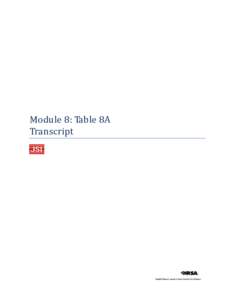 Module 8: Table 8A Transcript Slide 1: Table 8A: Financial Cost  Welcome to the Bureau of Primary Health Care’s Uniform Data System Training. This is the eighth in a