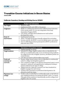 Transition Course Initiatives in Seven States