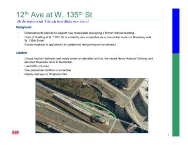 12th Ave at W. 135th St Pedestrian and Circulation Enhancement Background • •