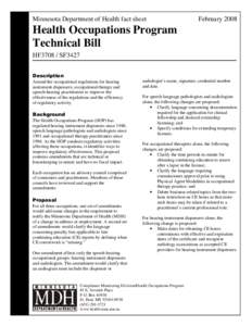 Health Occupations Program Technical Bill