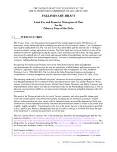 PRELIMINARY DRAFT TEXT FOR REVIEW BY THE DELTA PROTECTION COMMISSION ON JANUARY 22, 2009 PRELIMINARY DRAFT Land Use and Resource Management Plan for the