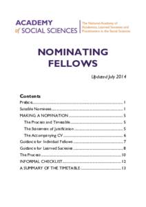 NOMINATING FELLOWS Updated July 2014 Contents Preface................................................................................................... 1