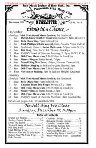 **Updated version as of[removed]see also calendar listings on p.11 ** Folk Music Society of New York, Inc. December[removed]vol 46, No.11