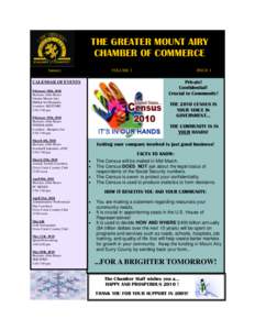 THE GREATER MOUNT AIRY CHAMBER OF COMMERCE January VOLUME 3