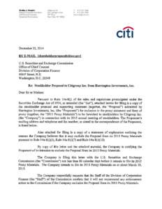 Citigroup Inc.; Rule 14a-8 no-action letter