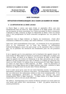 AUTORITE DU BASSIN DU NIGER  NIGER BASIN AUTHORITY Secrétariat Exécutif B.P 729, Niamey (Niger)