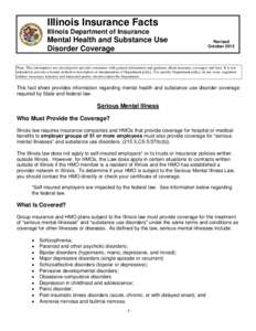 Illinois Insurance Facts Illinois Department of Insurance Mental Health and Substance Use Disorder Coverage
