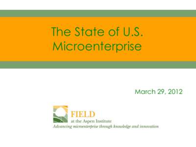 The State of U.S. Microenterprise March 29, 2012  Tamra Thetford,