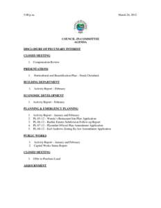 5:00 p.m.  March 26, 2012 COUNCIL-IN-COMMITTEE AGENDA