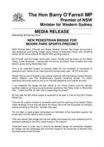 The Hon Barry O’Farrell MP Premier of NSW Minister for Western Sydney MEDIA RELEASE Wednesday 26 February 2014