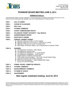 Texas Township / Kalamazoo /  Michigan / Agenda / Geography of the United States / Item / Almena / Meeting