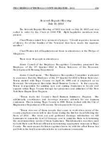 PROCEEDINGS OF THE TIOGA COUNTY LEGISLATURE – [removed]Seventh Regular Meeting July 10, 2012