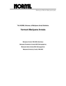 Working to Reform Marijuana Laws  The NORML Almanac of Marijuana Arrest Statistics Vermont Marijuana Arrests