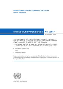 UNITED NATIONS ECONOMIC COMMISSION FOR EUROPE Geneva, Switzerland DISCUSSION PAPER SERIES No[removed]September 2001