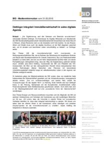 BID - Medieninformation vomBID Bundesarbeitsgemeinschaft Immobilienwirtschaft Deutschland Oettinger integriert Immobilienwirtschaft in seine digitale Agenda