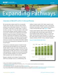 june[removed]Expanding Pathways Overview of BCCAT’s[removed]Annual Review BC post-secondary students benefit from an accessible