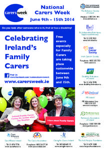 National Carers Week June 9th – 15th 2014 The Alzheimer Society of Ireland