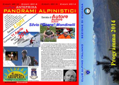 Eventi[removed]PANORAMI ALPINISTICI i il. ntr ici e per o