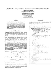 Finding the k-best Equivalence Classes of Bayesian Network Structures for Model Averaging Supplemental Materials Yetian Chen and Jin Tian Department of Computer Science Iowa State University