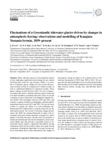 The Cryosphere, 8, 2031–2045, 2014 www.the-cryosphere.netdoi:tc © Author(sCC Attribution 3.0 License.  Fluctuations of a Greenlandic tidewater glacier driven by changes in