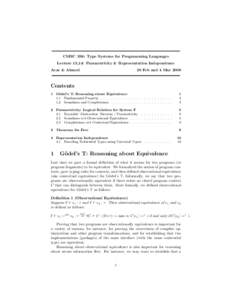 CMSC 336: Type Systems for Programming Languages Lecture 13,14: Parametricity & Representation Independence Acar & Ahmed 28 Feb and 4 Mar 2008