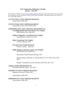 West Virginia State Publications Checklist