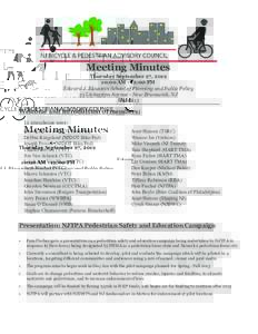 Meeting Minutes  Thursday September 27, [removed]:00 AM - 12:00 PM Edward J. Bloustein School of Planning and Public Policy 33 Livingston Avenue - New Brunswick, NJ