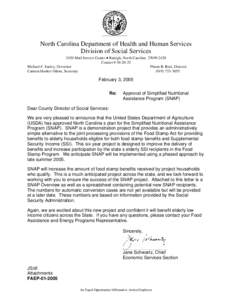 North Carolina Department of Health and Human Services Division of Social Services 2420 Mail Service Center • Raleigh, North Carolina[removed]Courier # [removed]Michael F. Easley, Governor Pheon B. Beal, Director