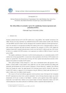 Cotonou / Cotonou Agreement / Economic Partnership Agreements / Foreign relations of the European Union / Lomé Convention / African /  Caribbean and Pacific Group of States / Non-state actor / Lomé / Stabex / International relations / International trade / International economics