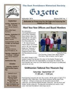 The East Providence Historical Society  Gazette September[removed]September