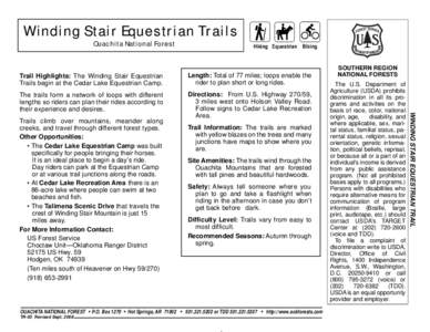 Winding Stair Equestrian Trails Ouachita National Forest Hiking Equestrian  Biking