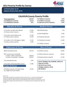 2012 Poverty Profile by County US Poverty Rate 15.3% Alabama Poverty Rate 19.0% CALHOUN County Poverty Profile Total population: