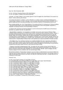 Letter by the Women Ministers for Foreign Affairs