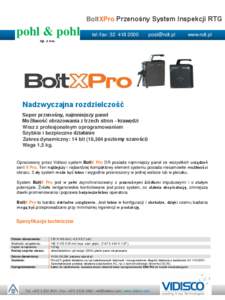 BoltXPro Przenośny System Inspekcji RTG  pohl & pohl tel /fax: [removed]