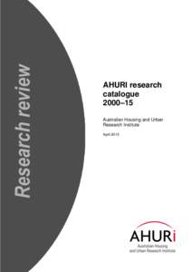 AHURI research catalogue 2000–15