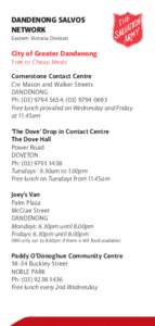 DANDENONG SALVOS NETWORK Eastern Victoria Division City of Greater Dandenong Free or Cheap Meals