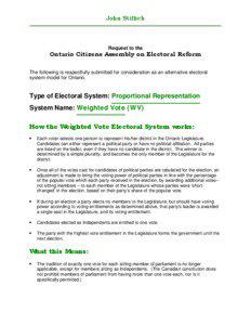 Type of the electoral system: proportional representation