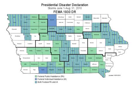 Presidential Disaster Declaration Storms June 1-Aug. 31, 2010 FEMA 1930 DR  Lyon
