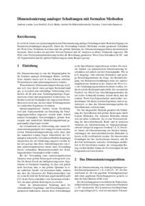 Dimensionierung analoger Schaltungen mit formalen Methoden Andreas Lemke, Lars Hedrich, Erich, Barke, Institut für Mikroelektronische Systeme, Universität Hannover