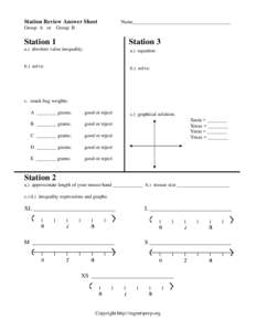 Station Review Answer Sheet  Name_______________________________________ Group A or Group B