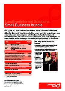 Landline/Internet Solutions Small Business bundle Our great landline/internet bundle was made for small businesses. At Bendigo Community Telco Community Telco we aim to provide competitive products and great service – 