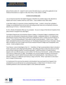 [about the document: Dr. Joseph D. Harris wrote this brief essay as a part of his application to be hired/commissioned as a surgeon in the Union Army. It was written in[removed]A Sketch of Autobiography I am an American by