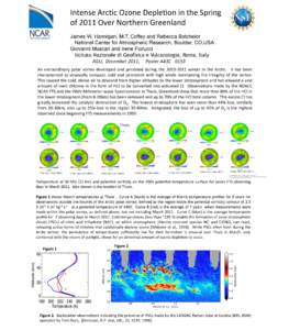 Intense	
  Arc*c	
  Ozone	
  Deple*on	
  in	
  the	
  Spring	
   of	
  2011	
  Over	
  Northern	
  Greenland James W. Hannigan, M.T. Coffey and Rebecca Batchelor National Center for Atmospheric Research, Bould