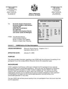 CARES Edit for W-2 Non Participation, Operations Memo 04-65